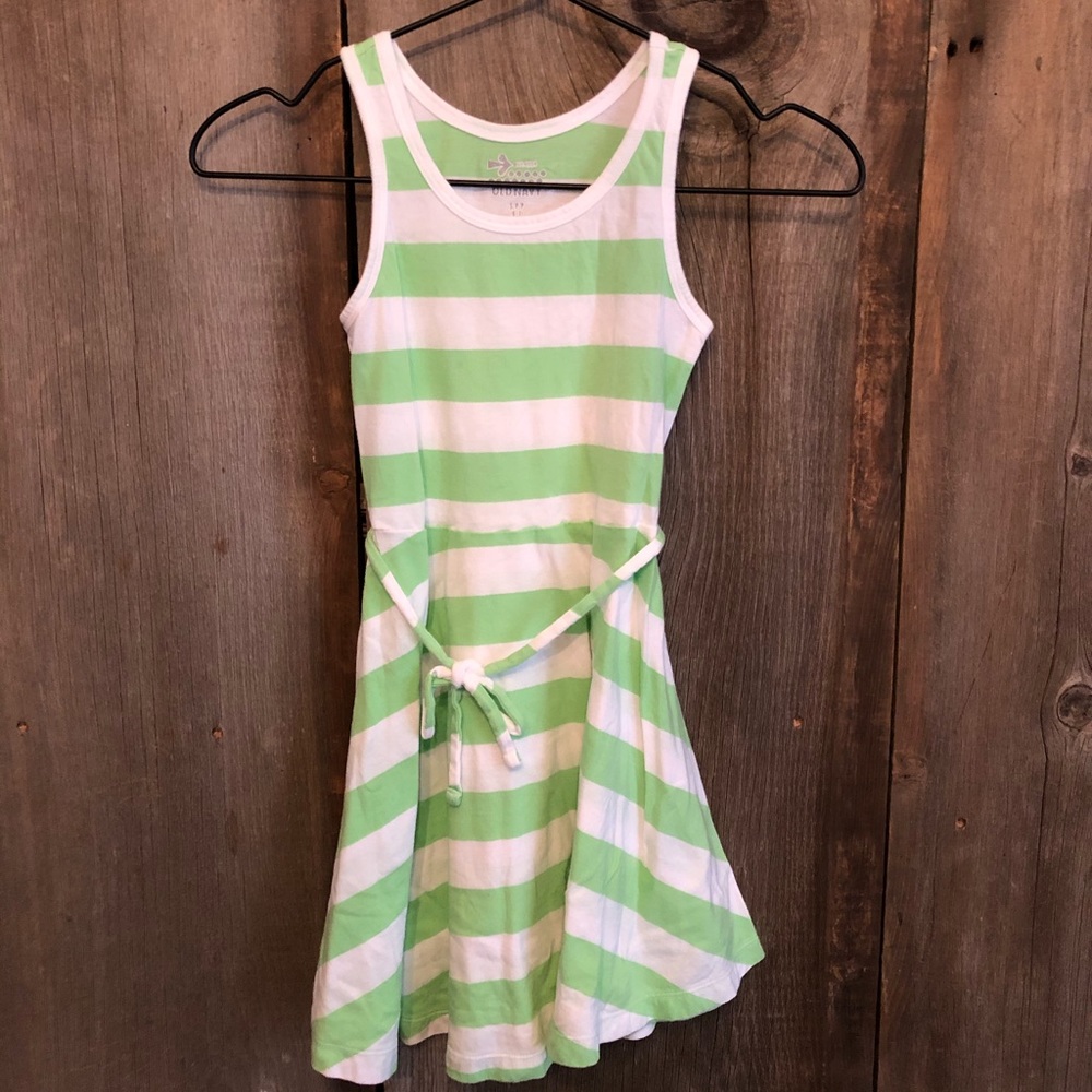 2013 Old Navy Green Striped Skater Swing Dress Size Small 6 7 girls